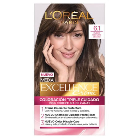 Tinte Loreal Excellence Kit 6.1 Rubio Oscuro Cenizo