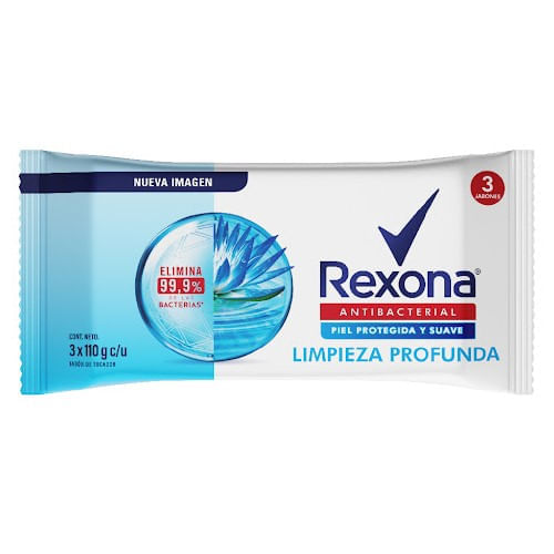 Rexona Jabon Antibacterial Limpieza Profunda 110 Gr X 3