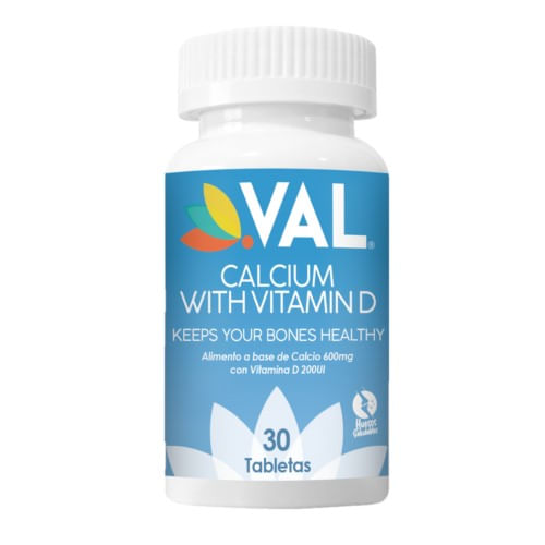 Val Calcio + Vitamina D 600 Mg / 200 Ui (calcium With Vitamin D) x30 Tabletas
