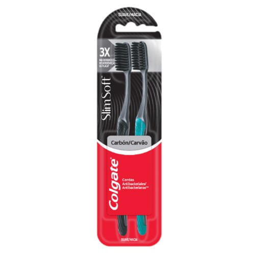 Colgate Cepillo Dental Slimsoft Carbon Suave x2