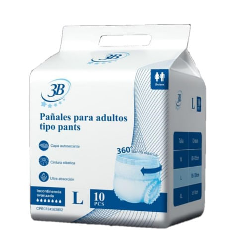 3b Pañal Adulto Pants Talla L 10 Un