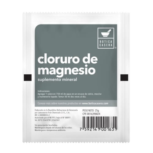 Botica Casera Cloruro De Magnesio 25 Gr