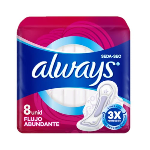 Always Toalla Sanitaria Dia Seda-sec Flujo Abundante x8un